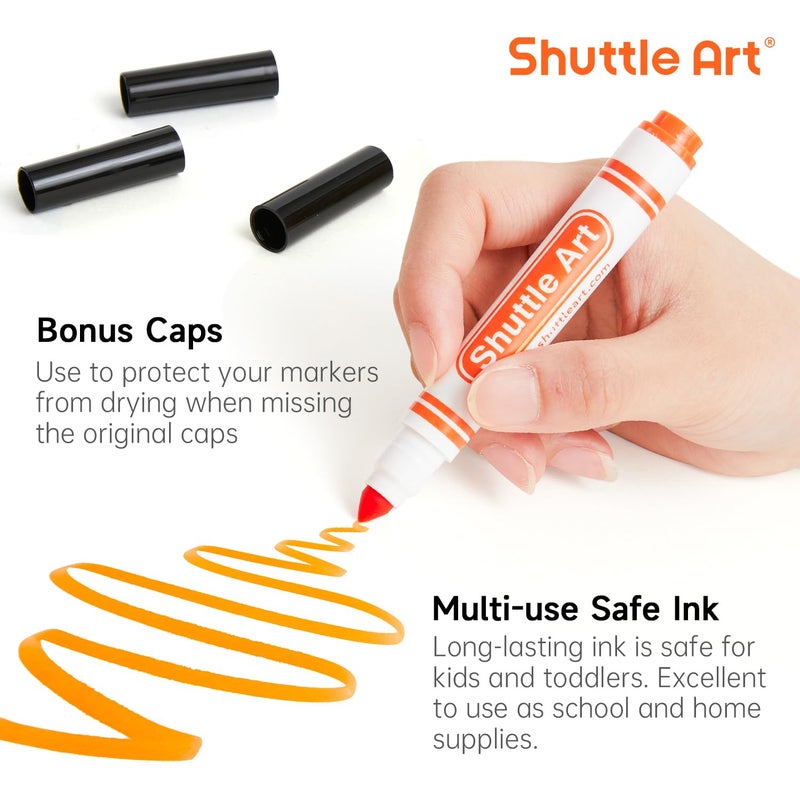 Shuttle Art 304 Pack Washable Markers, 16 Assorted Colors Broad Line Conical Tip Large Markers Bulk with a Box, Bonus Caps, Home Classroom School Supplies for Toddlers Kids Adults Students Teachers - Image 4